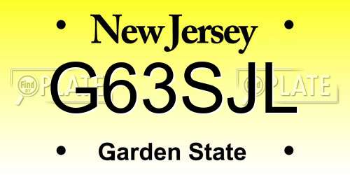 G63SJL New Jersey License Plate