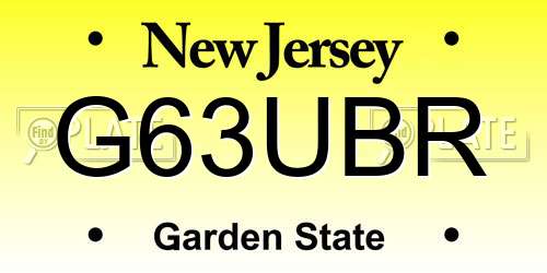 G63UBR New Jersey License Plate