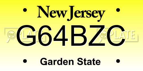G64BZC New Jersey License Plate