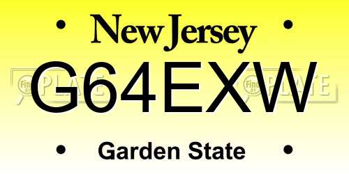 G64EXW New Jersey License Plate