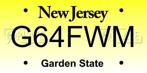 G64FWM New Jersey License Plate