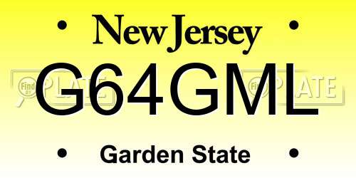 G64GML New Jersey License Plate