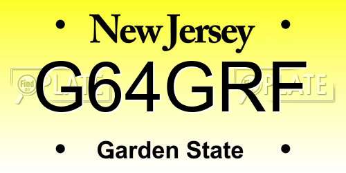 G64GRF New Jersey License Plate