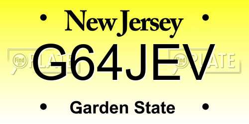 G64JEV New Jersey License Plate
