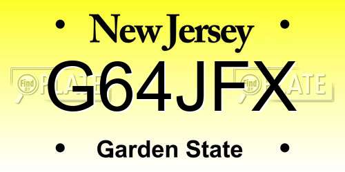 G64JFX New Jersey License Plate