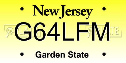 G64LFM New Jersey License Plate