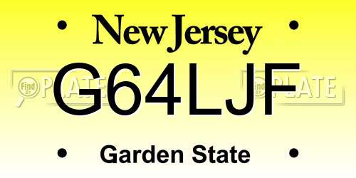 G64LJF New Jersey License Plate