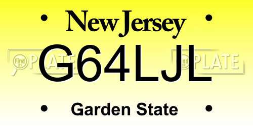 G64LJL New Jersey License Plate