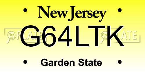 G64LTK New Jersey License Plate