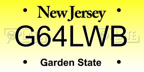 G64LWB New Jersey License Plate