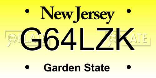 G64LZK New Jersey License Plate