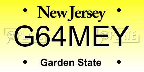 G64MEY New Jersey License Plate