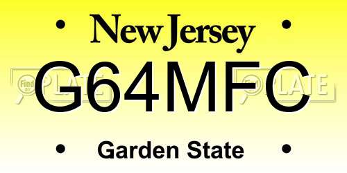 G64MFC New Jersey License Plate