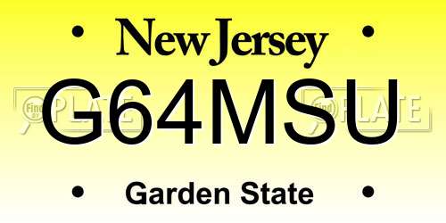 G64MSU New Jersey License Plate