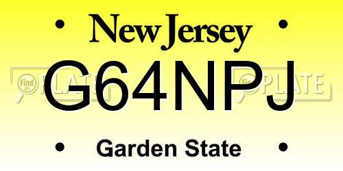 G64NPJ New Jersey License Plate