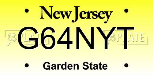 G64NYT New Jersey License Plate