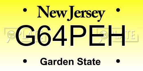G64PEH New Jersey License Plate