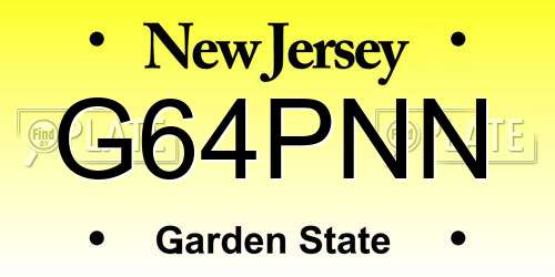G64PNN New Jersey License Plate