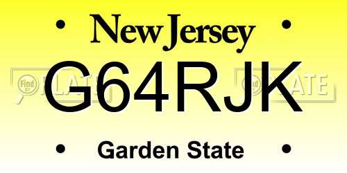 G64RJK New Jersey License Plate
