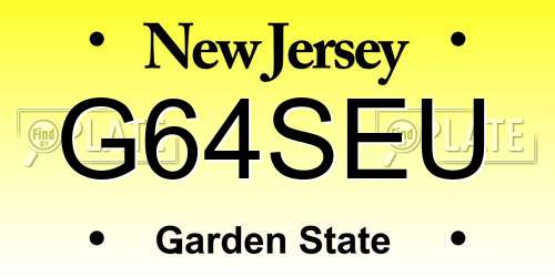 G64SEU New Jersey License Plate
