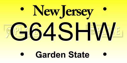 G64SHW New Jersey License Plate