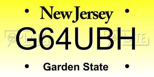 G64UBH New Jersey License Plate