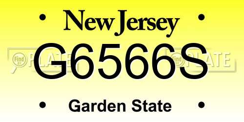 G6566S New Jersey License Plate