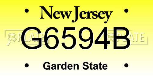 G6594B New Jersey License Plate