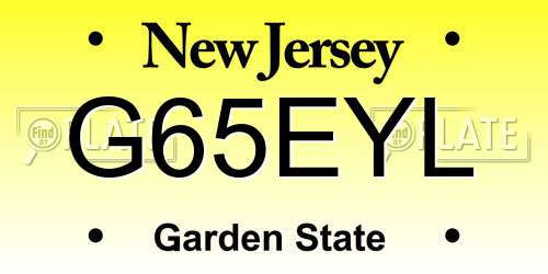G65EYL New Jersey License Plate