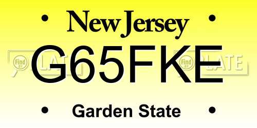 G65FKE New Jersey License Plate