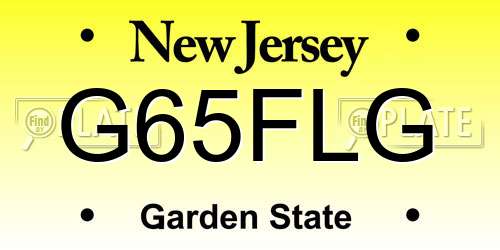 G65FLG New Jersey License Plate