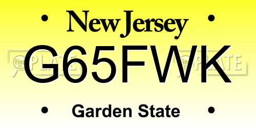 G65FWK New Jersey License Plate