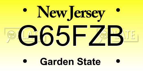 G65FZB New Jersey License Plate