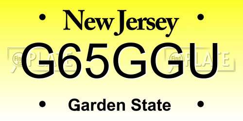 G65GGU New Jersey License Plate