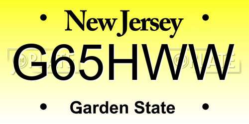 G65HWW New Jersey License Plate