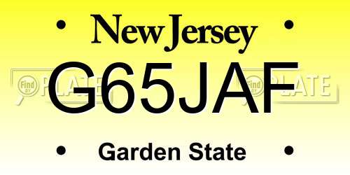 G65JAF New Jersey License Plate