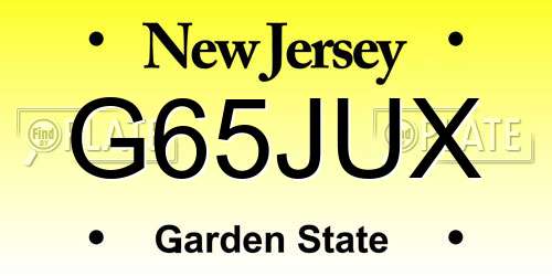 G65JUX New Jersey License Plate