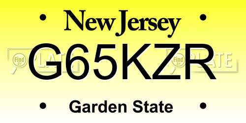 G65KZR New Jersey License Plate