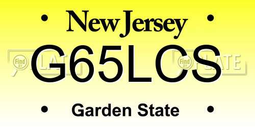 G65LCS New Jersey License Plate