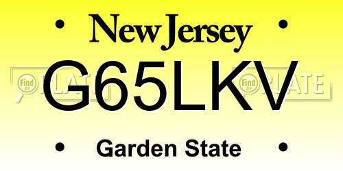 G65LKV New Jersey License Plate
