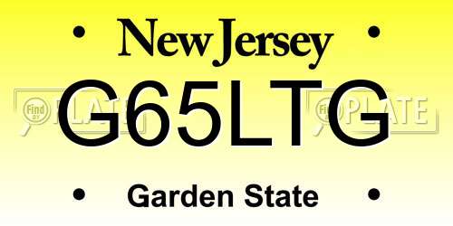 G65LTG New Jersey License Plate
