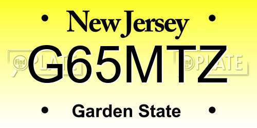 G65MTZ New Jersey License Plate