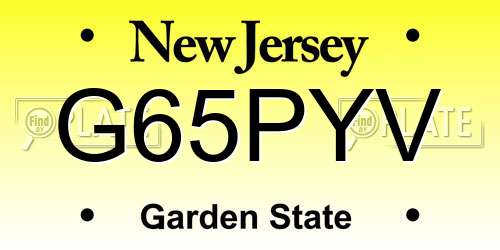 G65PYV New Jersey License Plate