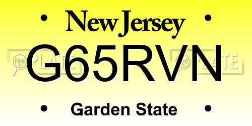 G65RVN New Jersey License Plate