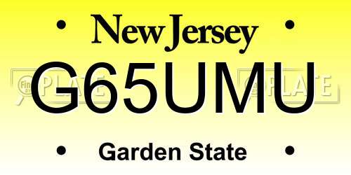 G65UMU New Jersey License Plate