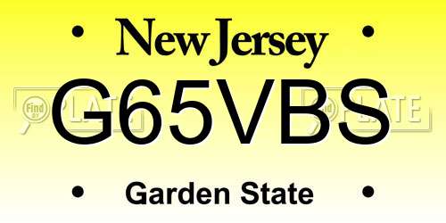 G65VBS New Jersey License Plate