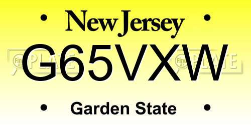 G65VXW New Jersey License Plate