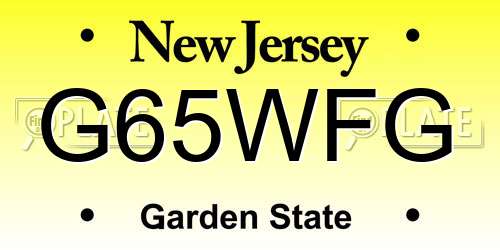 G65WFG New Jersey License Plate