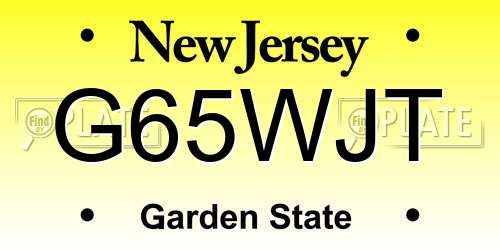 G65WJT New Jersey License Plate