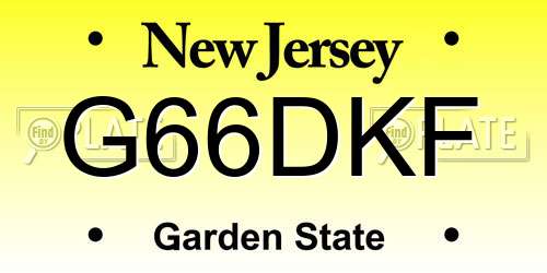 G66DKF New Jersey License Plate